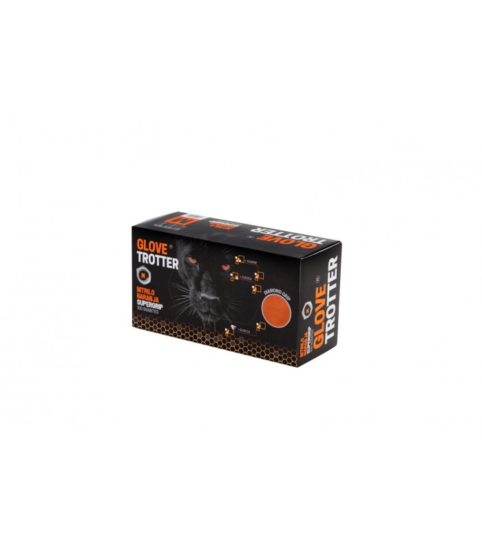 Guante Nitrilo Naranja SUPERGRIP Globe Troter 100 uds DIAMANTADO