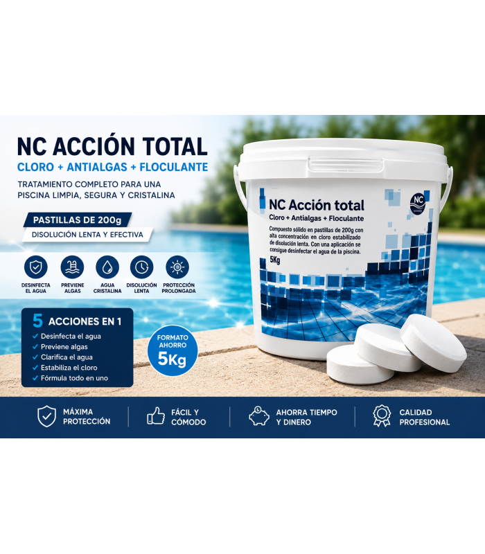 Cloro Multifunción en Pastillas 5 Kg para Piscinas NCH